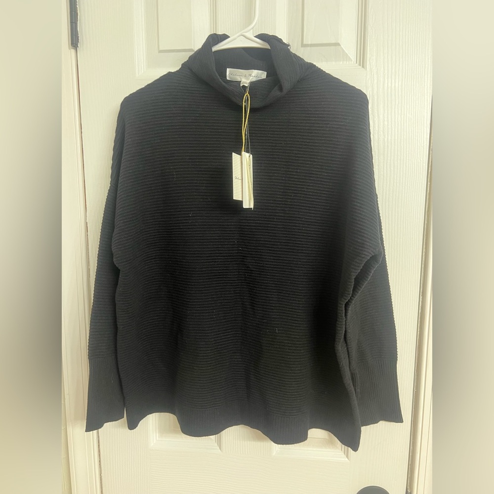NWT Chelsea & Theodore Black Cowl Neck Sweater Size Small